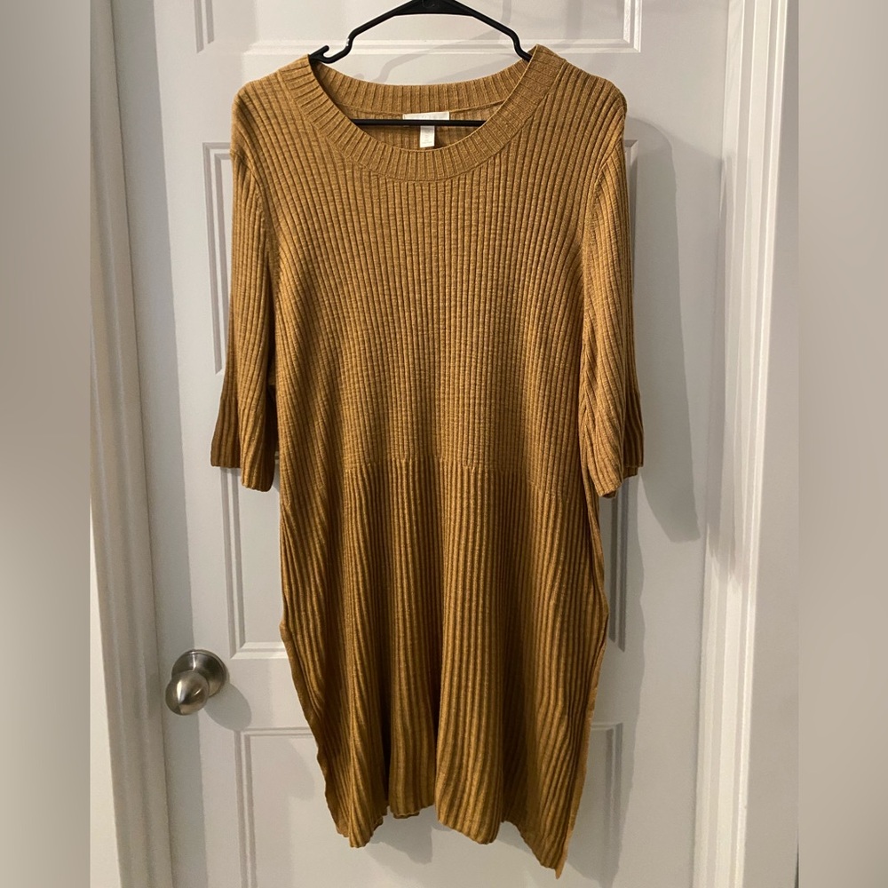 H&M Women's Ribbed Knit Tunic Top - Tan